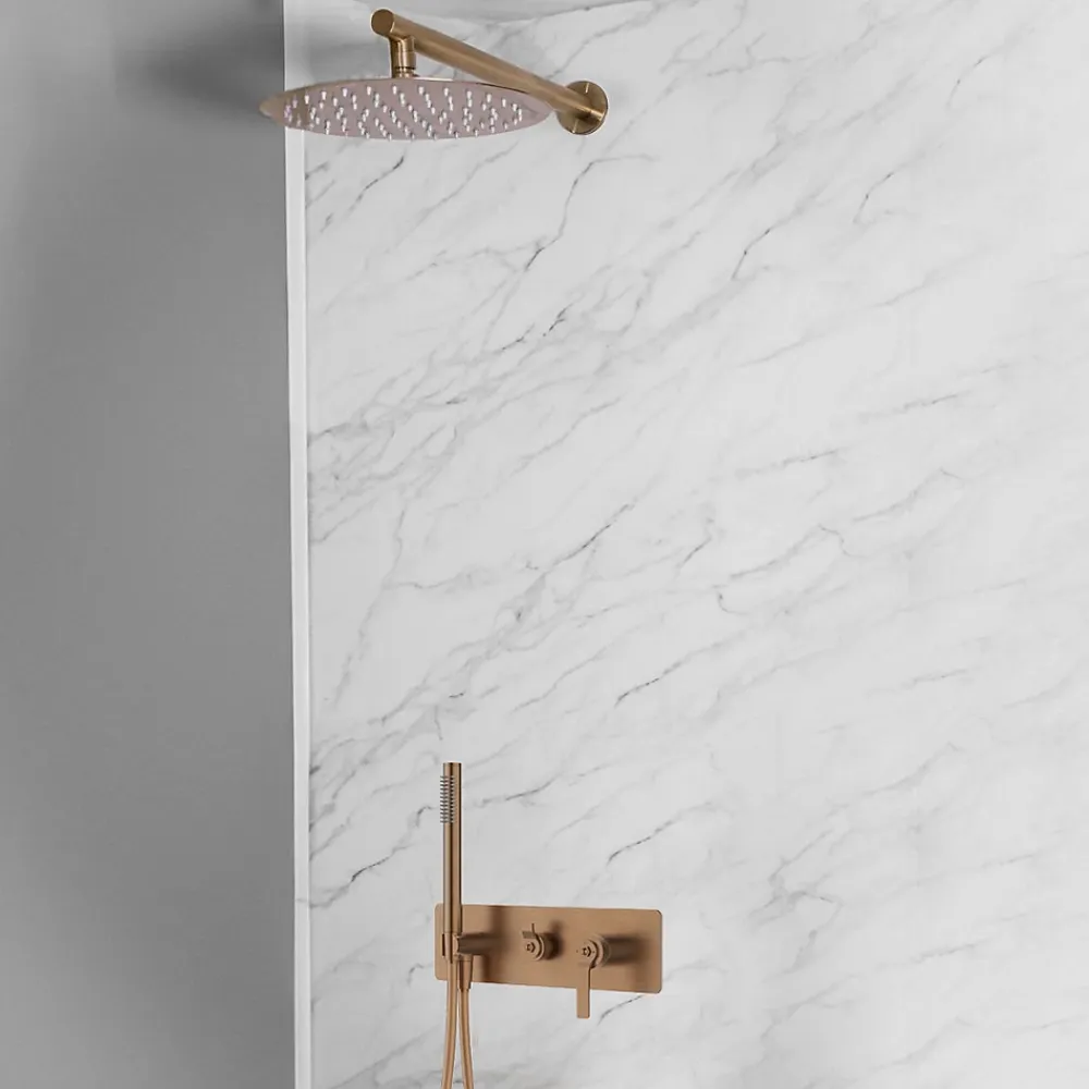 Essebagno Colonne de douche encastrée mécanique cuivre brossé Molette