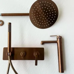 Essebagno Colonne de douche encastrée mécanique cuivre brossé Molette