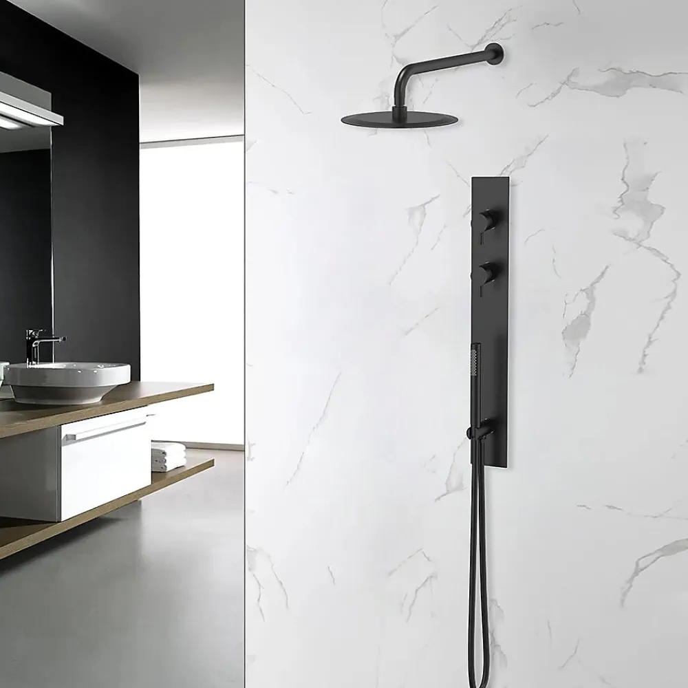 Bellegno Colonne de douche encastrée thermostatique PURA noir mat