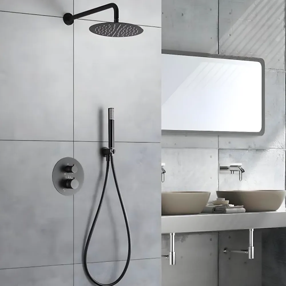 Imex Colonne de Douche Encastrée Thermostatique Anti-Calcaire Black Gun Métal MONZA GTD038/BGM