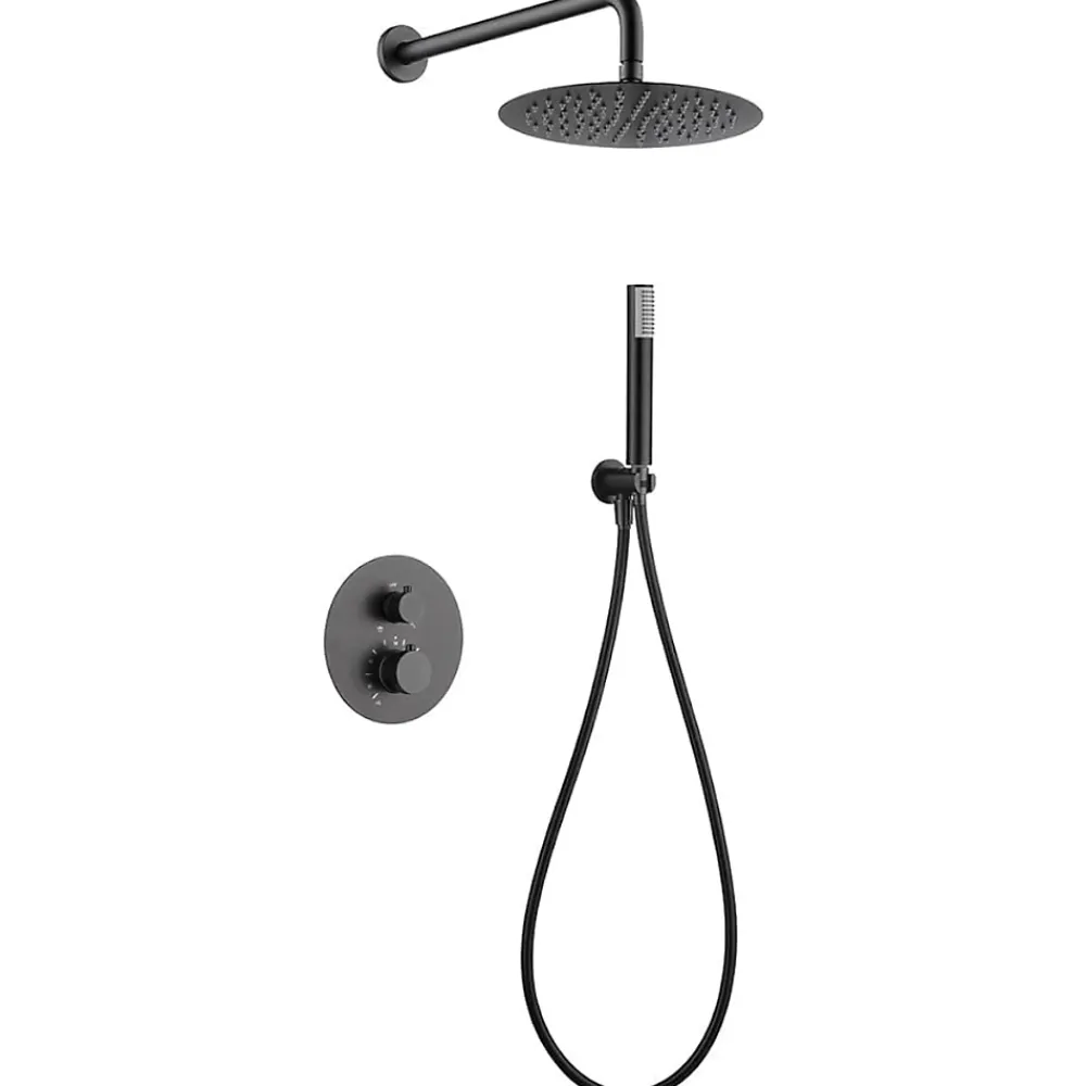 Imex Colonne de Douche Encastrée Thermostatique Anti-Calcaire Black Gun Métal MONZA GTD038/BGM