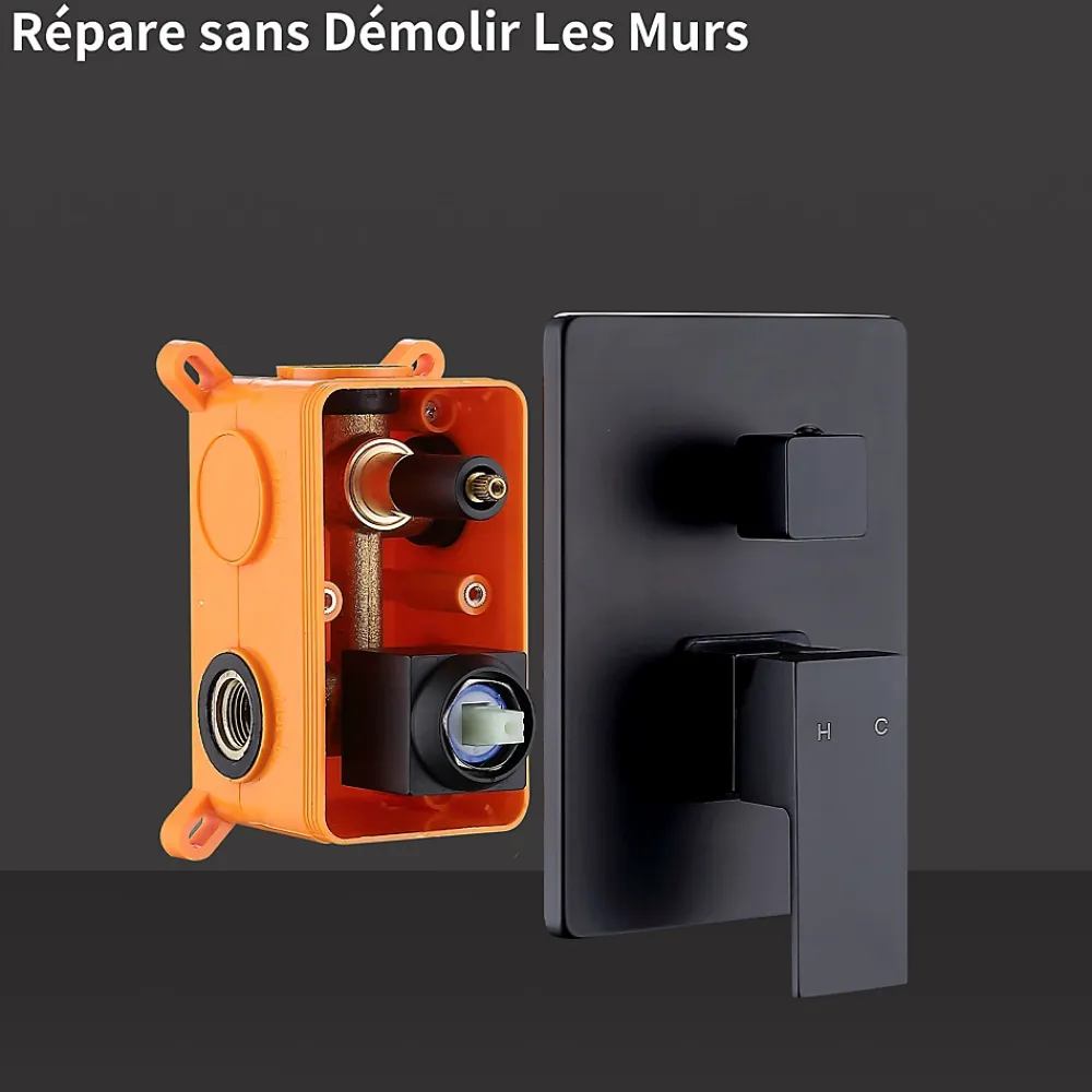Colonne De Douche Encastrable|Homelody Colonne de Douche Encastrée Ensemble de Douche Mécanique avec Grande Tête Carrée 12 pouces, Système de Douche Encastrable Noir