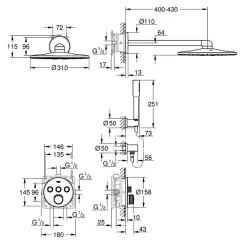 Colonne De Douche Encastrable|Grohe Colonne de douche encastrée thermostatique Grotherm SmartControl Douchette Euphoria Stick chromé