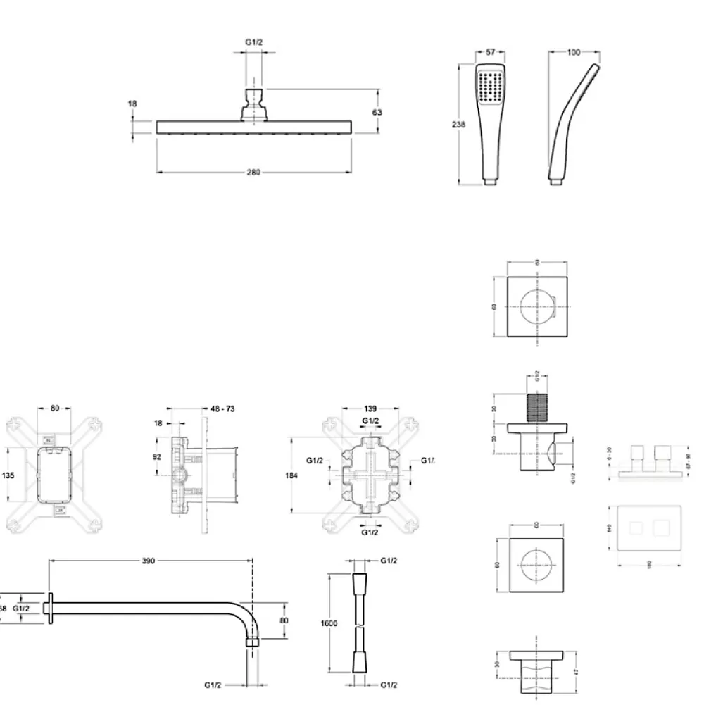 Colonne De Douche Encastrable|Jacob Delafon Colonne de douche encastrée thermostatique Modulo carré