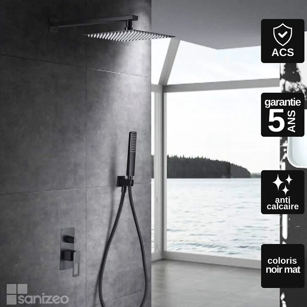 Imex Colonne de Douche Encastrée Anti-Calcaire Noir Mat SUECIA BDC032-6NG