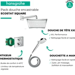 Hansgrohe Colonne de douche encastrée thermostatique Ecostat Square chromé