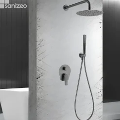 Colonne De Douche Encastrable|Imex Colonne de Douche Encastrée Anti-Calcaire Black Gun Métal DELOS GPD055/BGM