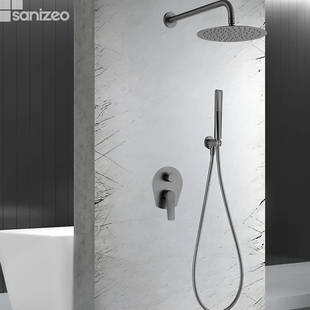 Colonne De Douche Encastrable|Imex Colonne de Douche Encastrée Anti-Calcaire Black Gun Métal DELOS GPD055/BGM