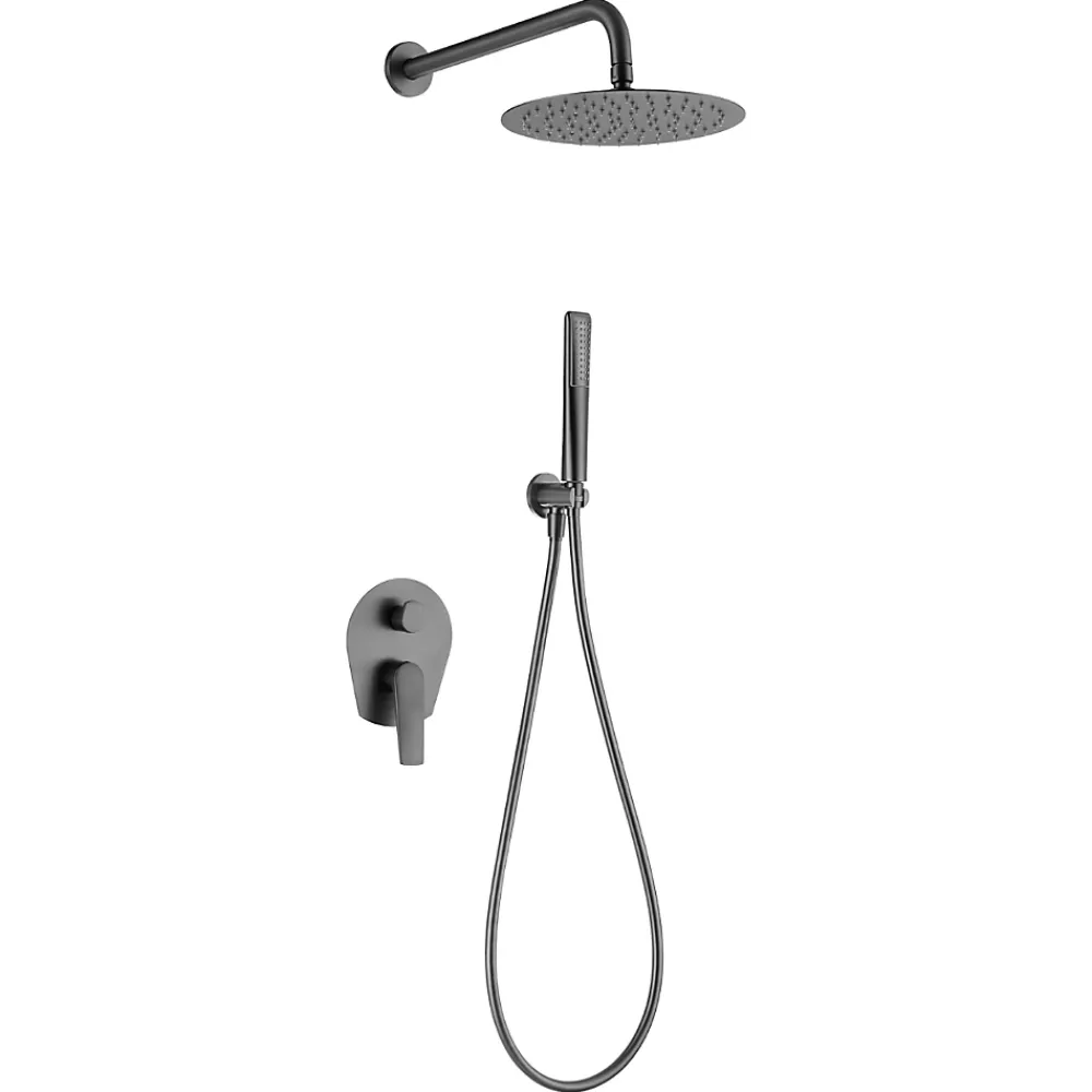 Colonne De Douche Encastrable|Imex Colonne de Douche Encastrée Anti-Calcaire Black Gun Métal DELOS GPD055/BGM