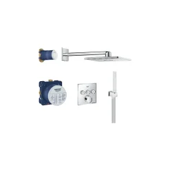 Colonne De Douche Encastrable|Grohe Colonne de douche encastrée thermostatique Grotherm SmartControl Douchette Euphoria Cube chromé