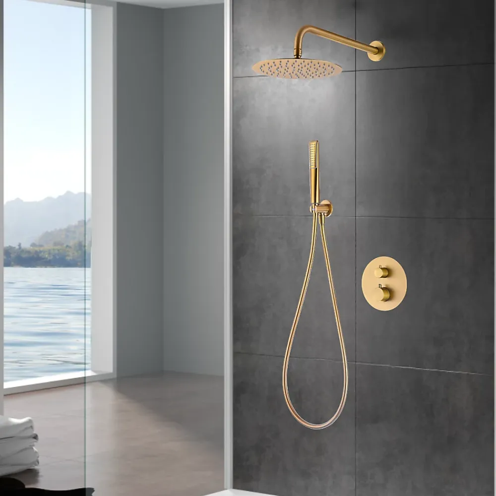 Imex Colonne de Douche Encastrée Thermostatique Anti-Calcaire Or Brossé NAPOLES GTN047/OC