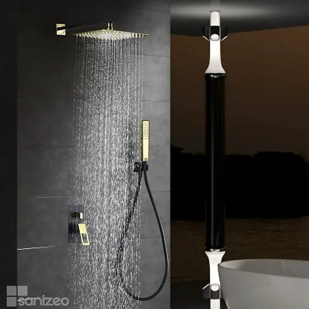 Imex Colonne de Douche Encastrée Anti-Calcaire Noir Mat et Or Brillant SUECIA BDC032-6NGOLD