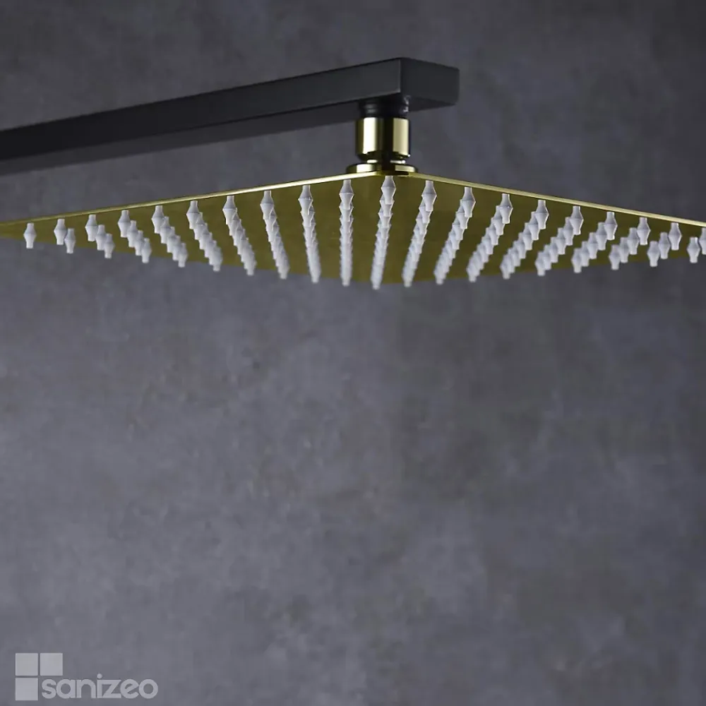 Imex Colonne de Douche Encastrée Anti-Calcaire Noir Mat et Or Brillant SUECIA BDC032-6NGOLD