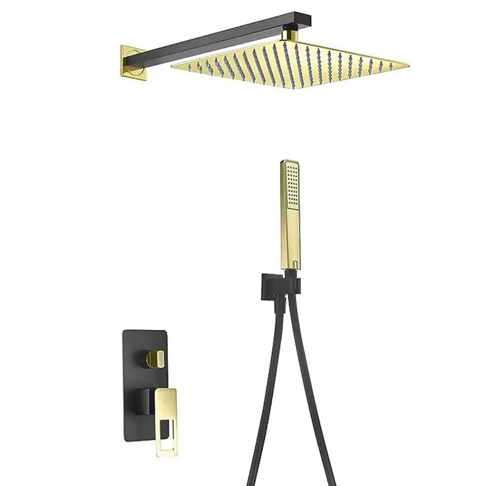 Imex Colonne de Douche Encastrée Anti-Calcaire Noir Mat et Or Brillant SUECIA BDC032-6NGOLD