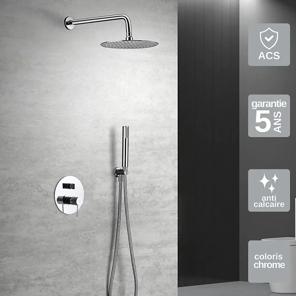 Imex Colonne de Douche Encastrée Anti-Calcaire Chrome LINE GPD038