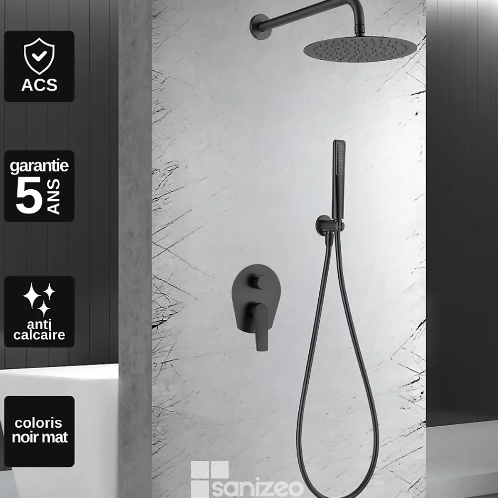 Colonne De Douche Encastrable|Imex Colonne de Douche Encastrée Anti-Calcaire Noir Mat DELOS GPD055/NG