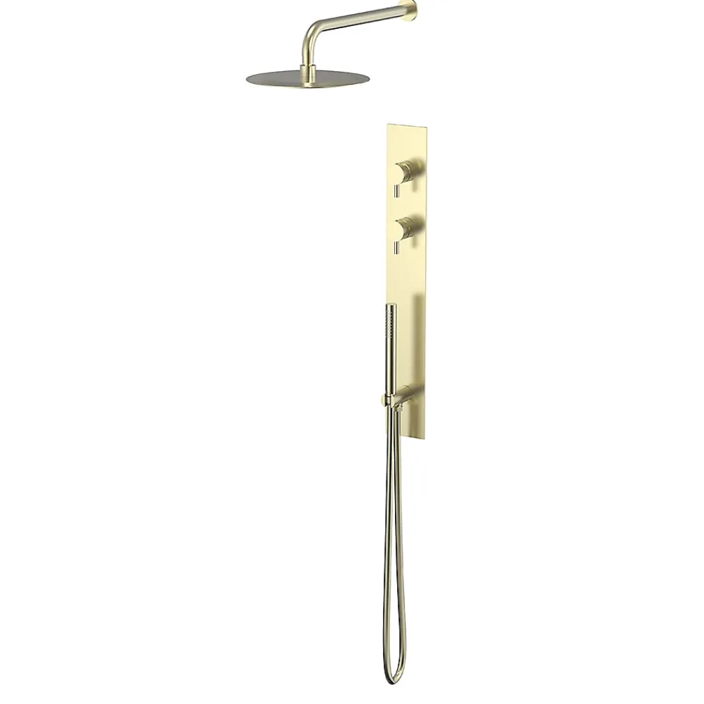 Colonne De Douche Encastrable|Bellegno Colonne de douche encastrée thermostatique PURA or brossé