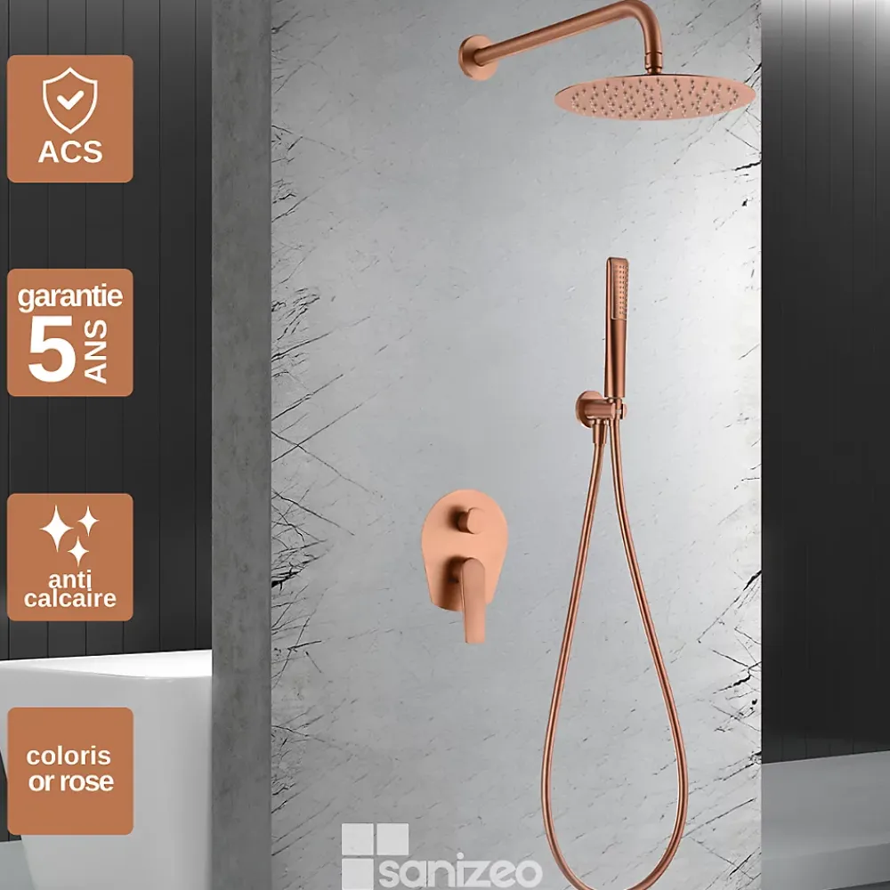 Imex Colonne de Douche Encastrée Anti-Calcaire Or Rose Cuivré DELOS GPD055/ORC