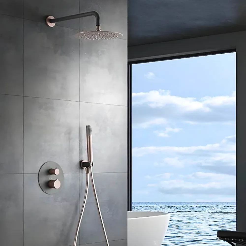 Colonne De Douche Encastrable|Imex Colonne de Douche Encastrée Thermostatique Anti-Calcaire Gris et Champagne MONZA GTD038/GC