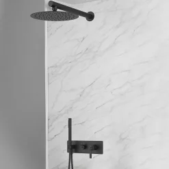 Essebagno Colonne de douche encastrée mécanique noir mat Molette