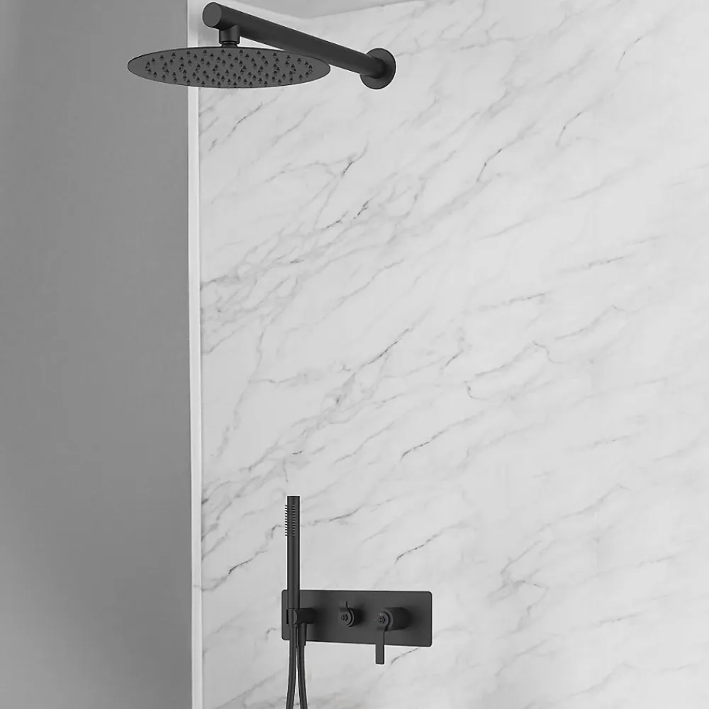 Essebagno Colonne de douche encastrée mécanique noir mat Molette