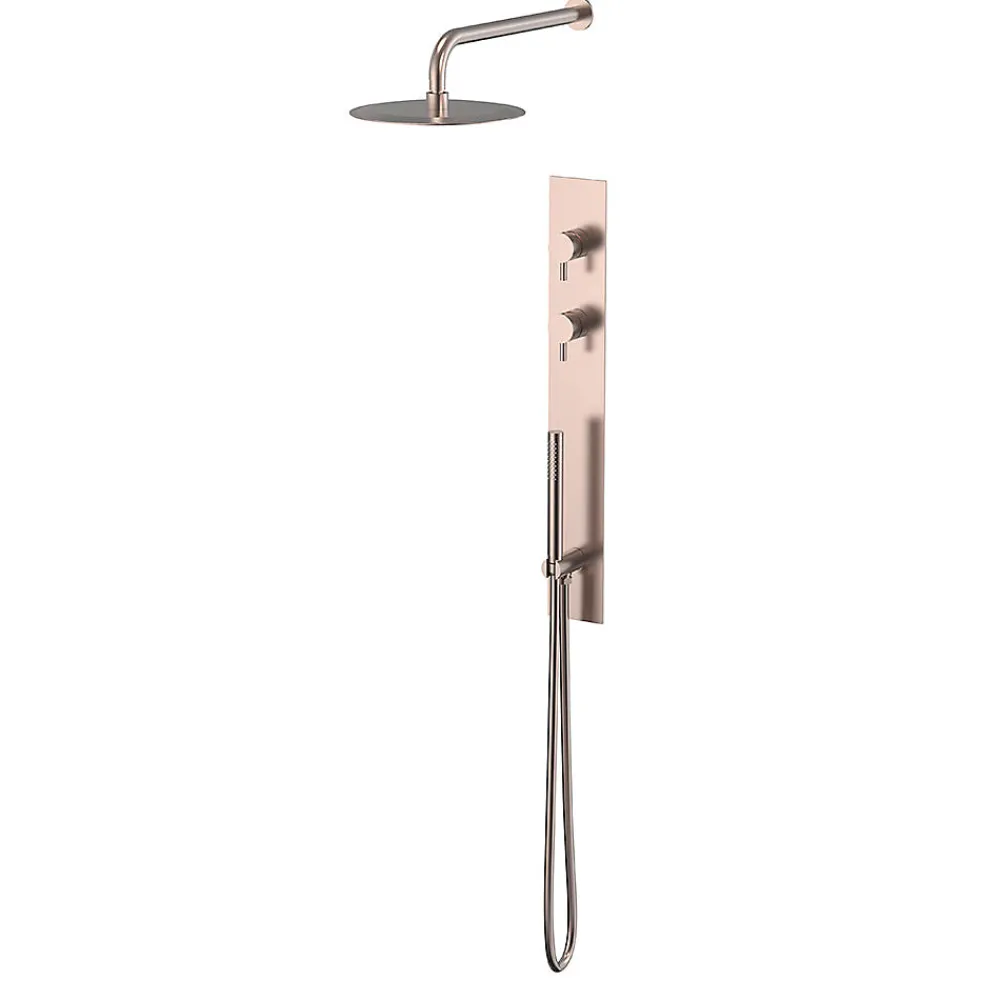 Colonne De Douche Encastrable|Bellegno Colonne de douche encastrée thermostatique PURA cuivre brossé