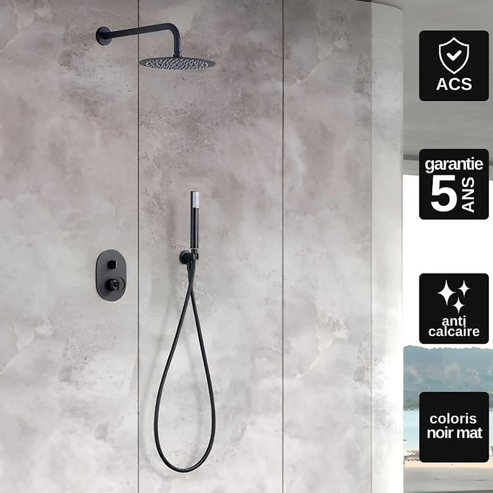 Colonne De Douche Encastrable|Imex Colonne de Douche Encastrée Anti-Calcaire Noir Mat OLIMPO GPC033/NG