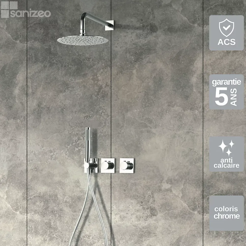 Colonne De Douche Encastrable|Imex Colonne de Douche Encastrée Thermostatique Anti-Calcaire Chrome TIBET GTT054
