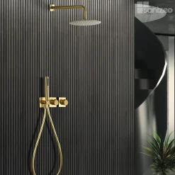 Imex Colonne de Douche Encastrée Thermostatique Anti-Calcaire Or Brossé TIBET GTT054/OC