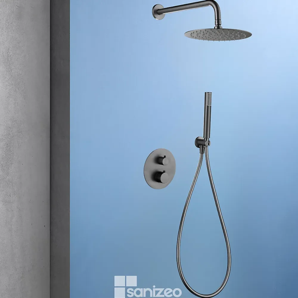 Colonne De Douche Encastrable|Imex Colonne de Douche Encastrée Thermostatique Anti-Calcaire Black Gun Métal GENOVA GTG053/BGM