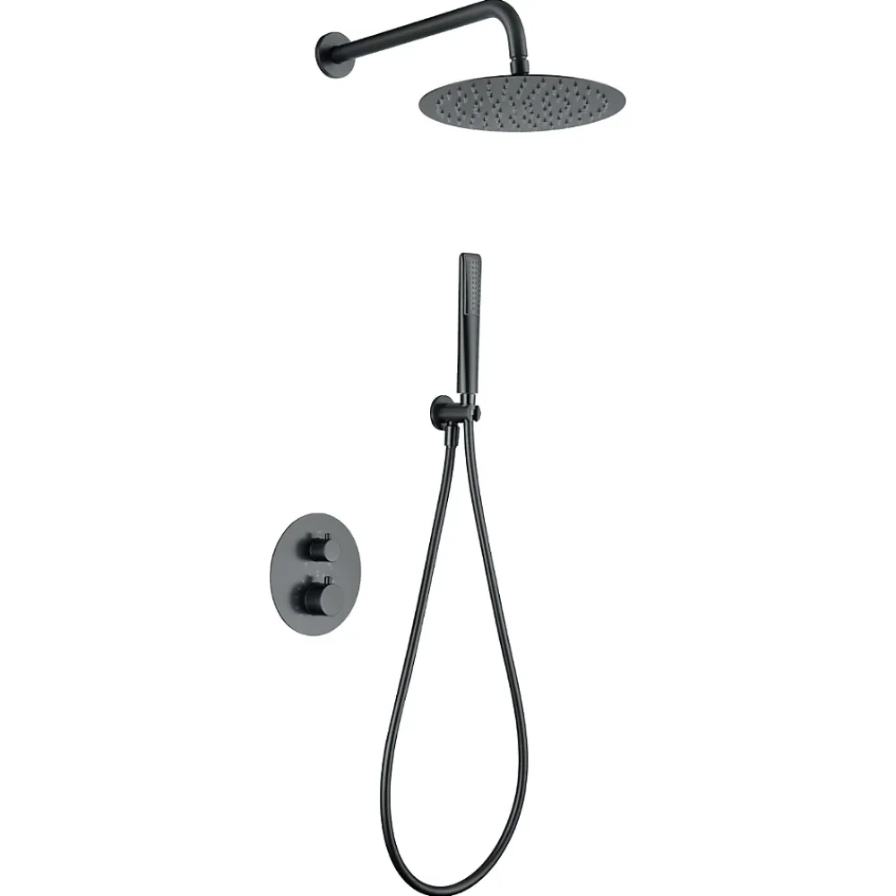 Colonne De Douche Encastrable|Imex Colonne de Douche Encastrée Thermostatique Anti-Calcaire Black Gun Métal NAPOLES GTN047/BGM