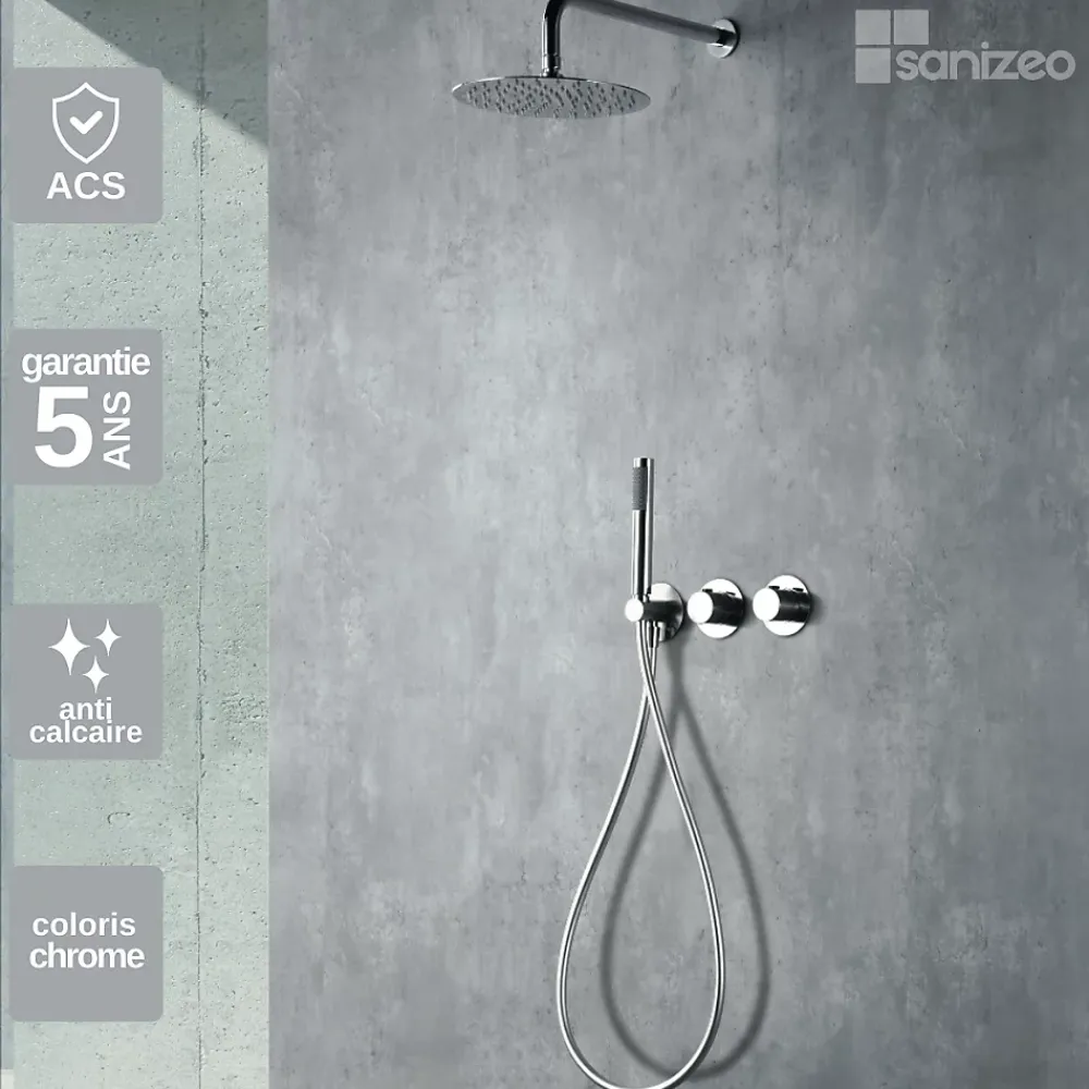 Imex Colonne de Douche Encastrée Thermostatique Anti-Calcaire Chrome ASSEN GTA052