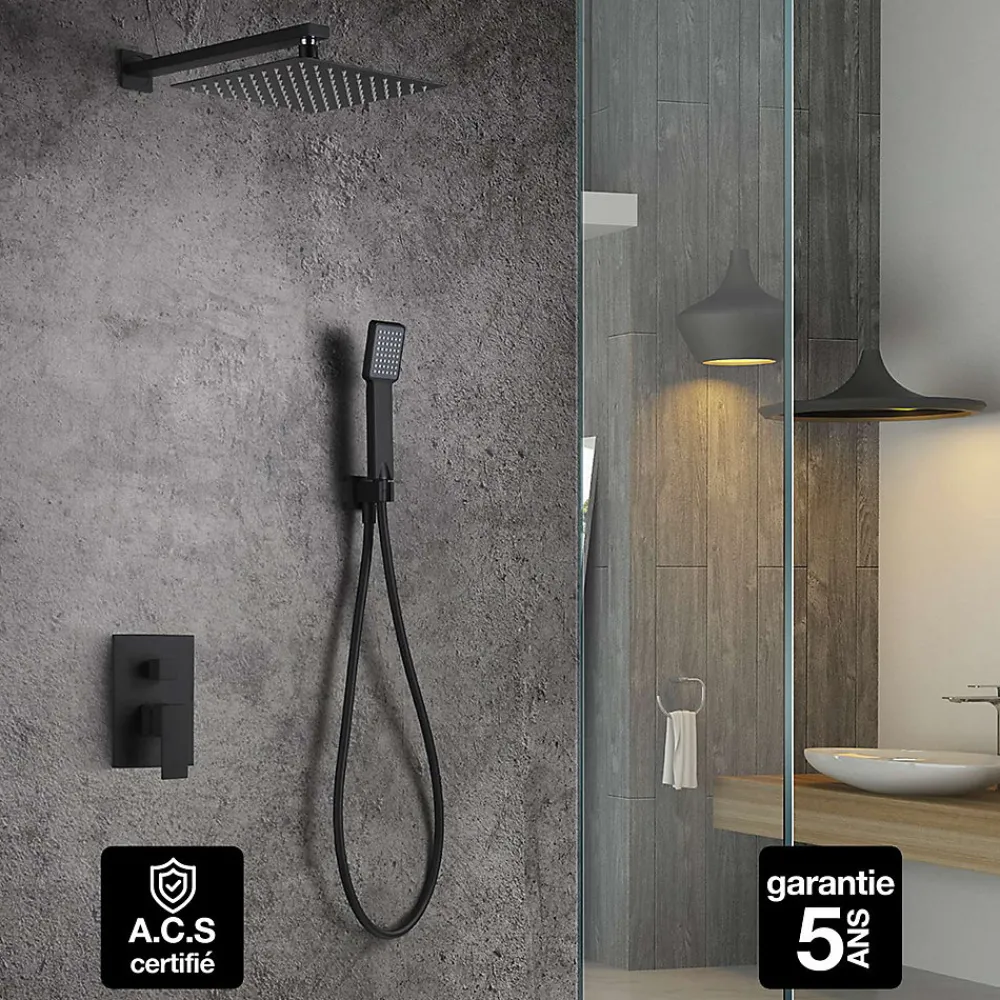 Imex Colonne de Douche Encastrée Anti-Calcaire Noir Mat DUBLIN GPE006/NG