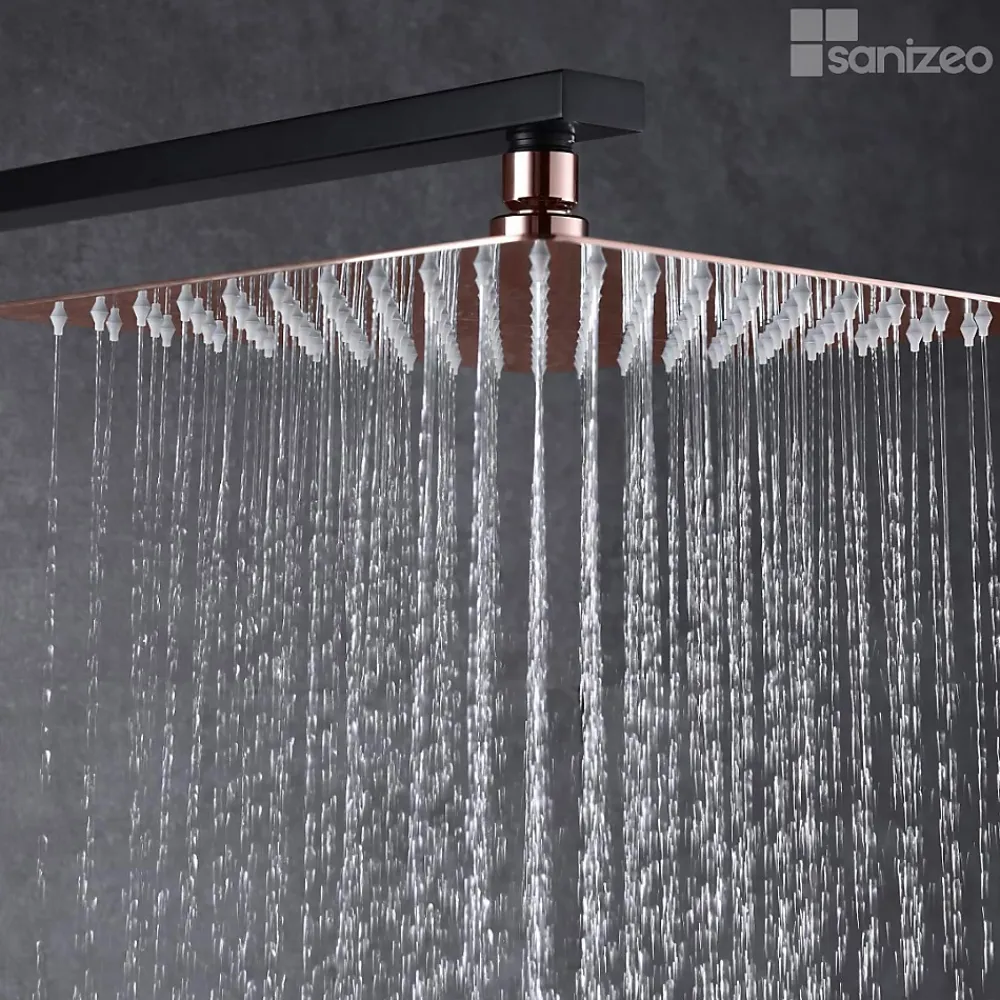 Imex Colonne de Douche Encastrée Anti-Calcaire Noir Mat et Or Rose Cuivré SUECIA BDC032-6NOR