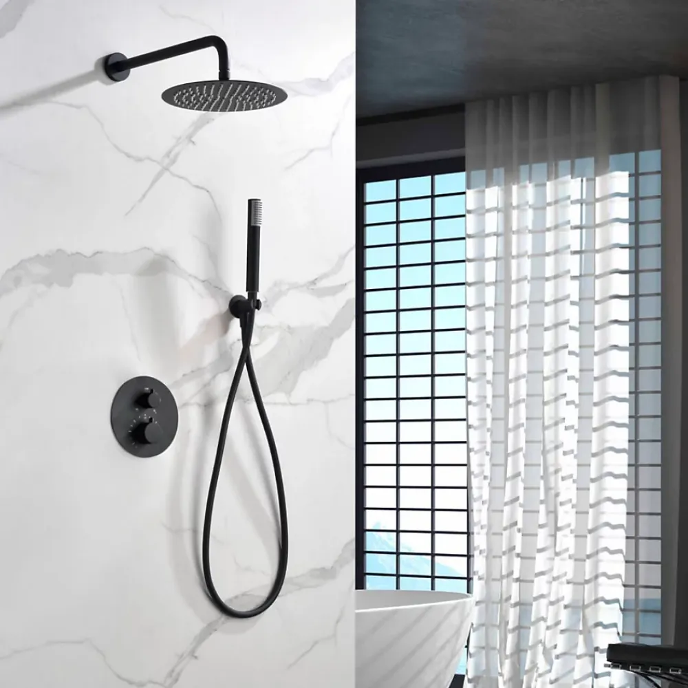 Colonne De Douche Encastrable|Imex Colonne de Douche Encastrée Thermostatique Anti-Calcaire Noir Mat MONZA GTM039/NG