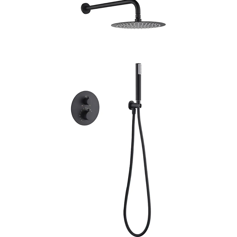 Colonne De Douche Encastrable|Imex Colonne de Douche Encastrée Thermostatique Anti-Calcaire Noir Mat MONZA GTM039/NG