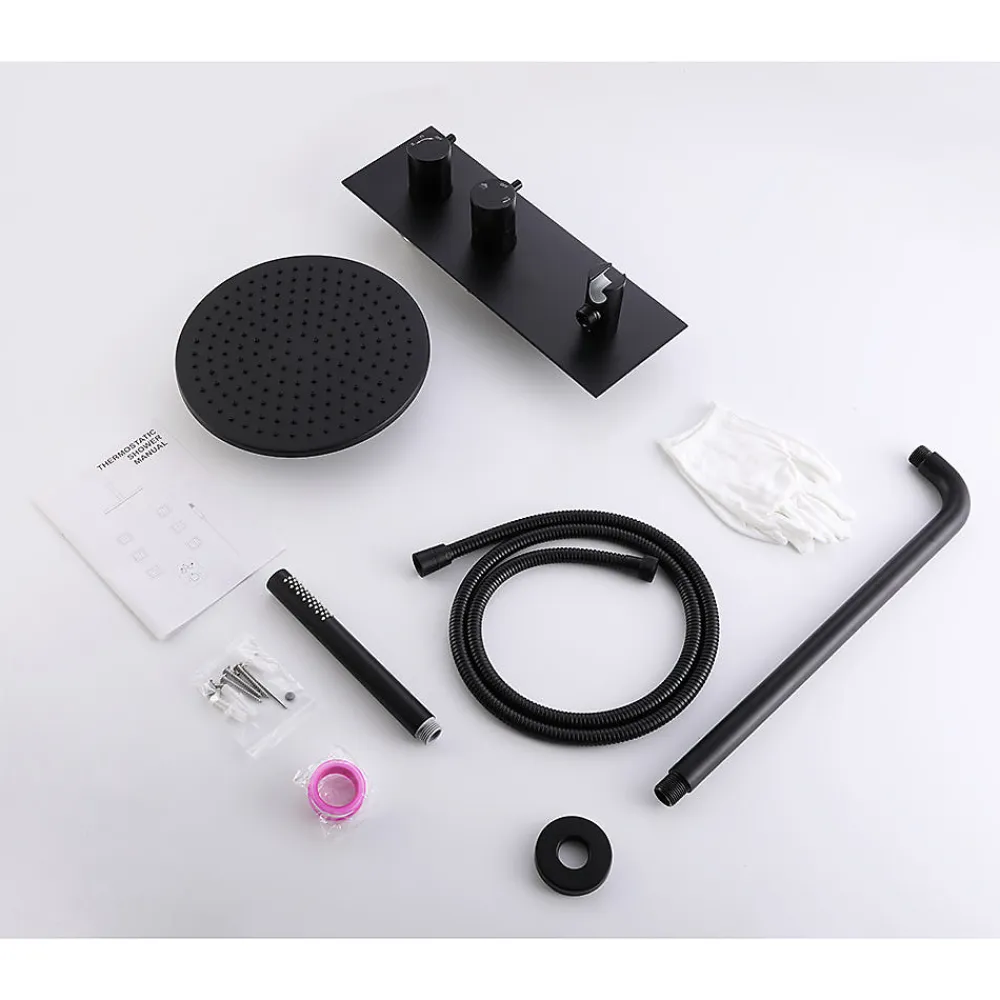 Bellegno Colonne de douche encastrée thermostatique CORPOSA noir mat