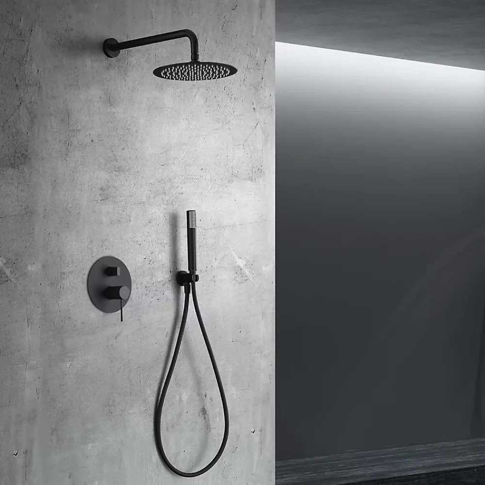Colonne De Douche Encastrable|Imex Colonne de Douche Encastrée Anti-Calcaire Noir Mat LINE GPD038/NG