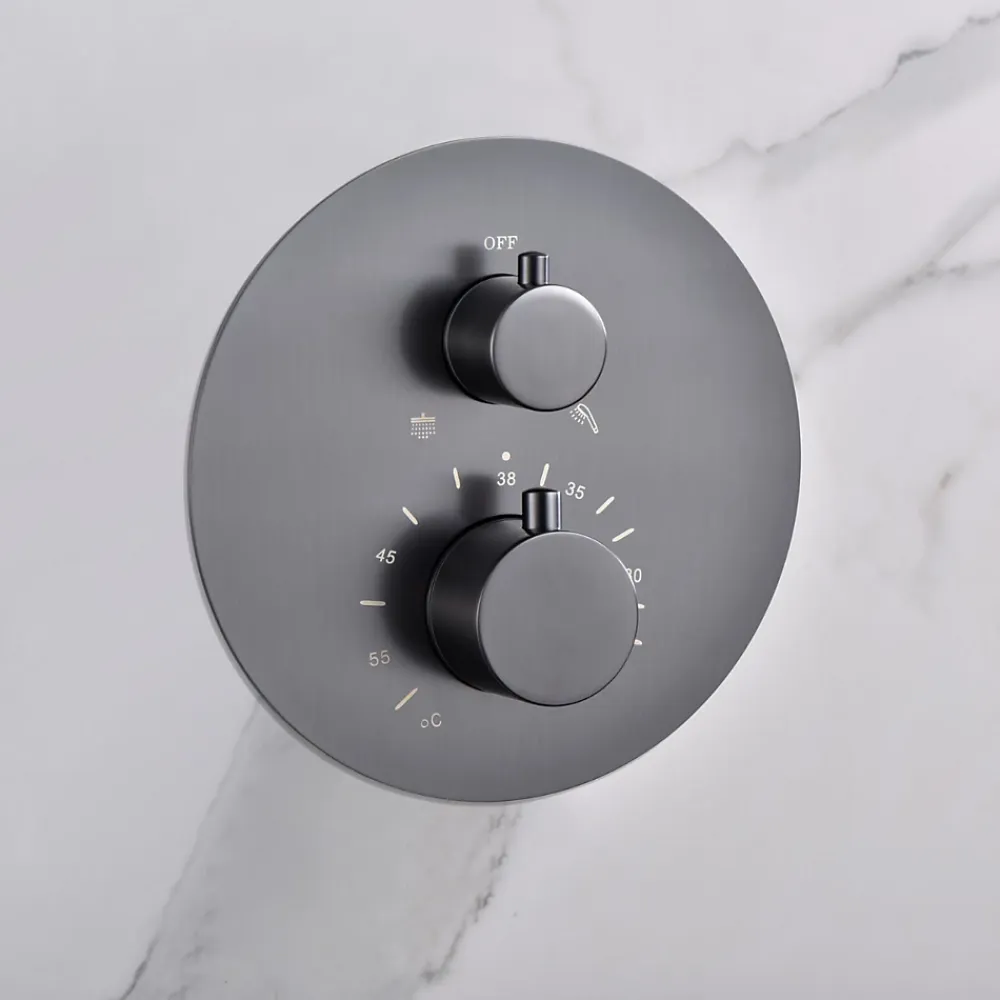 Imex Colonne de Douche Encastrée Thermostatique Anti-Calcaire Black Gun Métal MONZA GTM039/BGM