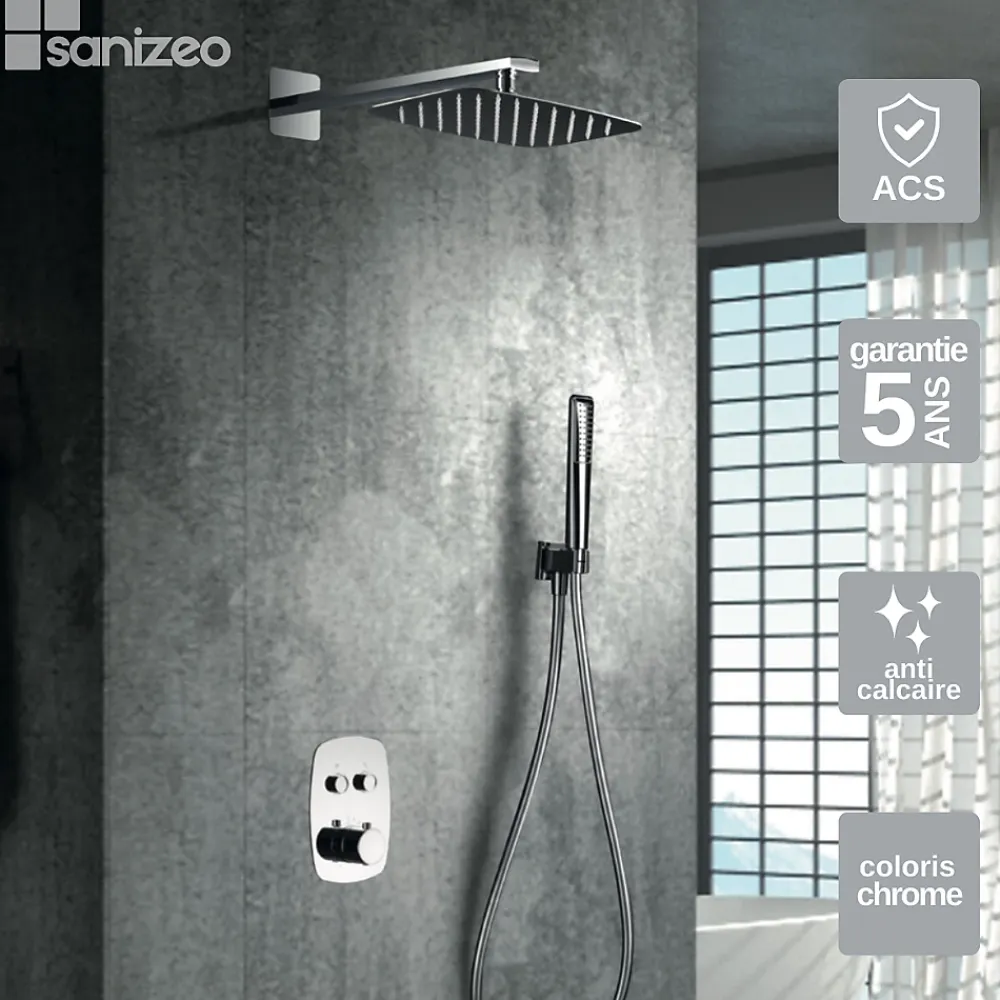Colonne De Douche Encastrable|Imex Colonne de Douche Encastrée Anti-Calcaire Chrome HIDRA GPH035