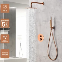 Imex Colonne de Douche Encastrée Thermostatique Anti-Calcaire Or Rose Cuivré MONZA GTM039/ORC