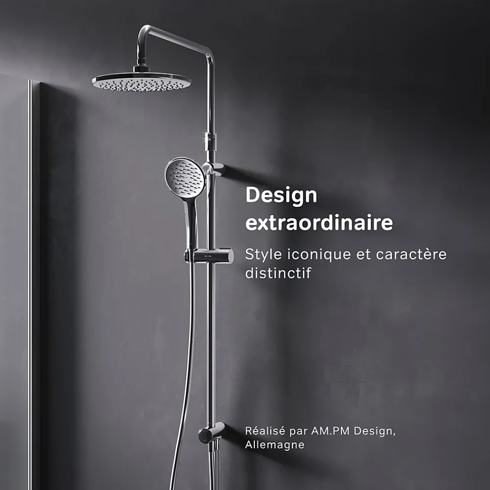 Colonne De Douche Sans Robinetterie|Am.Pm Europe Colonne de douche et bain baignoire sans robinet, Système de douche Chromé F07TA000 Hit AM.PM