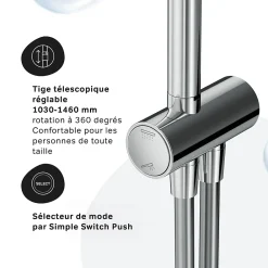 Colonne De Douche Sans Robinetterie|Am.Pm Europe Colonne de douche et bain baignoire sans robinet, Système de douche Chromé F07TA000 Hit AM.PM