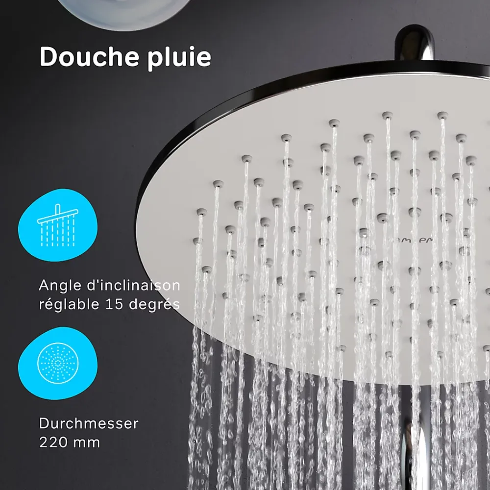 Colonne De Douche Sans Robinetterie|Am.Pm Europe Colonne de douche et bain baignoire sans robinet, Système de douche Chromé F07TA000 Hit AM.PM