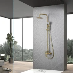 Colonne De Douche Encastrable|Imex Products Colonne de douche externe BASICA Mitigeur monocommande Or brosséChroméNoir matOr brosséOr rose brossé couleur Or brossé lar