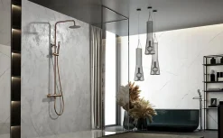 Imex Products Colonne de douche externe CURVED Mitigeur monocommande Or rose brosséChroméNoir matCanon de fusilOr brosséOr rose brossé Colonne