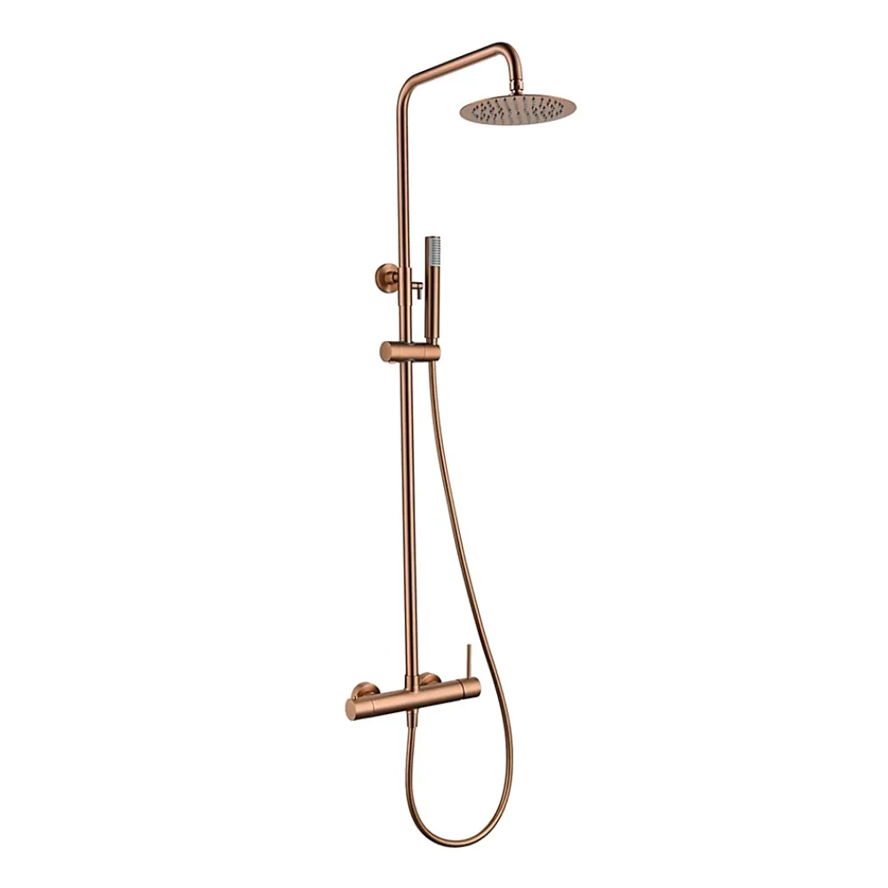 Imex Products Colonne de douche externe CURVED Mitigeur monocommande Or rose brosséChroméNoir matCanon de fusilOr brosséOr rose brossé Colonne