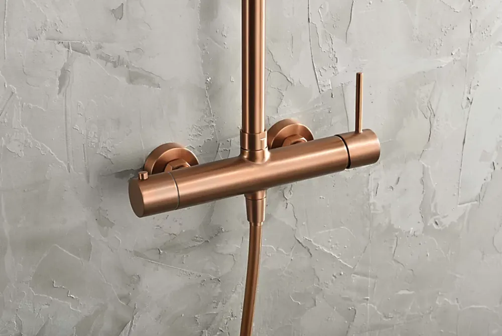 Imex Products Colonne de douche externe CURVED Mitigeur monocommande Or rose brosséChroméNoir matCanon de fusilOr brosséOr rose brossé Colonne
