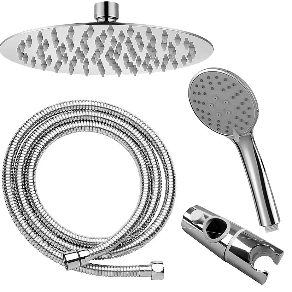 Colonne De Douche Mécanique|Kibath Colonne de douche extra-longue SIX ronde monocommande, 100-150 cm, finition chrome poli, en laiton