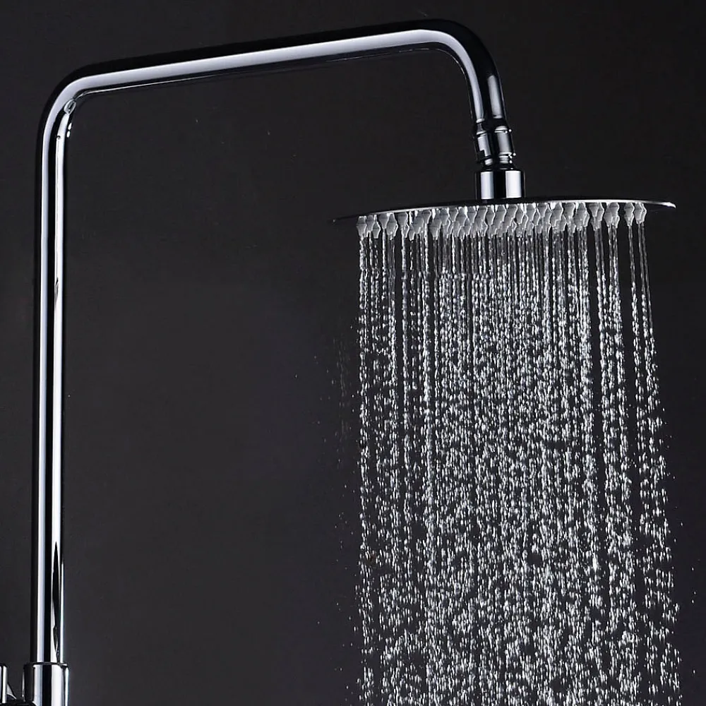 Colonne De Douche Mécanique|Kibath Colonne de douche extra-longue SIX ronde monocommande, 100-150 cm, finition chrome poli, en laiton